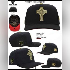 Black and Gold Cross Snapback Hat